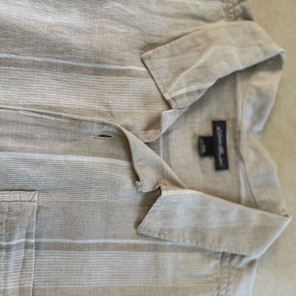 Eddie Bauer Tan Striped Men's Shirt